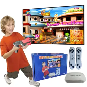 Damcoola Game Console with 900  Games, Handheld Retro Video Game Console for Kids& Adults, Game System with AR Gun Game,2 Game Controller, TV Plug& Play, Xmas Birthday Toy for Boys& Girls Age 3  