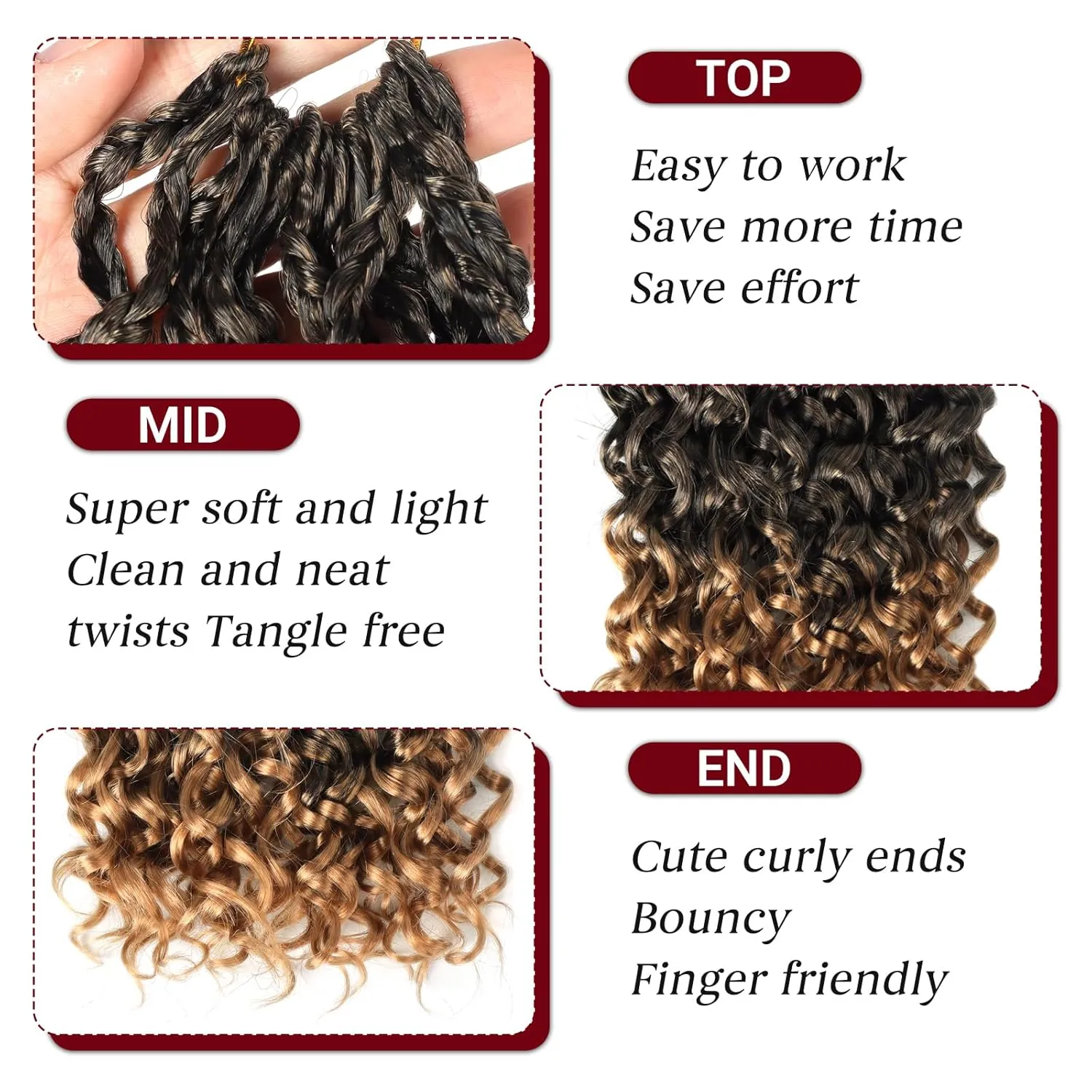 Datanala GoGo Curl Crochet Hair 12 Inch/8 Packs Pre-looped Water Wave Crochet Hair Long Beach Pretwisted Curl Crochet Braiding Hair Synthetic Extensions For Women (T27, 12inch(8packs))