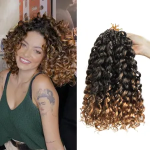 Datanala GoGo Curl Crochet Hair 12 Inch/8 Packs Pre-looped Water Wave Crochet Hair Long Beach Pretwisted Curl Crochet Braiding Hair Synthetic Extensions For Women (T27, 12inch(8packs))