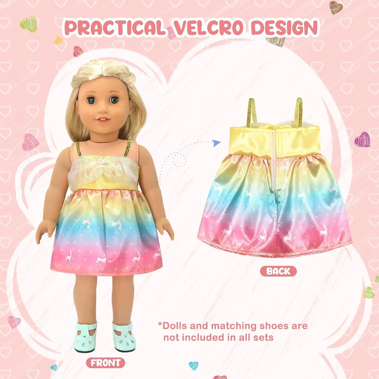 DC-BEAUTIFUL 6 Set Doll Clothes for 16 18 Inch Baby Dolls, Lovely Dress Sets for Doll Girls, Handmade Doll Clothing for 18 Inch Reborn Baby Doll as Xmas Birthday Gift