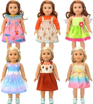 DC-BEAUTIFUL 6 Set Doll Clothes for 16 18 Inch Baby Dolls, Lovely Dress Sets for Doll Girls, Handmade Doll Clothing for 18 Inch Reborn Baby Doll as Xmas Birthday Gift