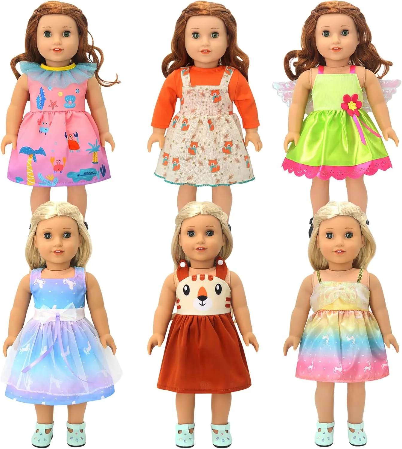DC-BEAUTIFUL 6 Set Doll Clothes for 16 18 Inch Baby Dolls, Lovely Dress Sets for Doll Girls, Handmade Doll Clothing for 18 Inch Reborn Baby Doll as Xmas Birthday Gift