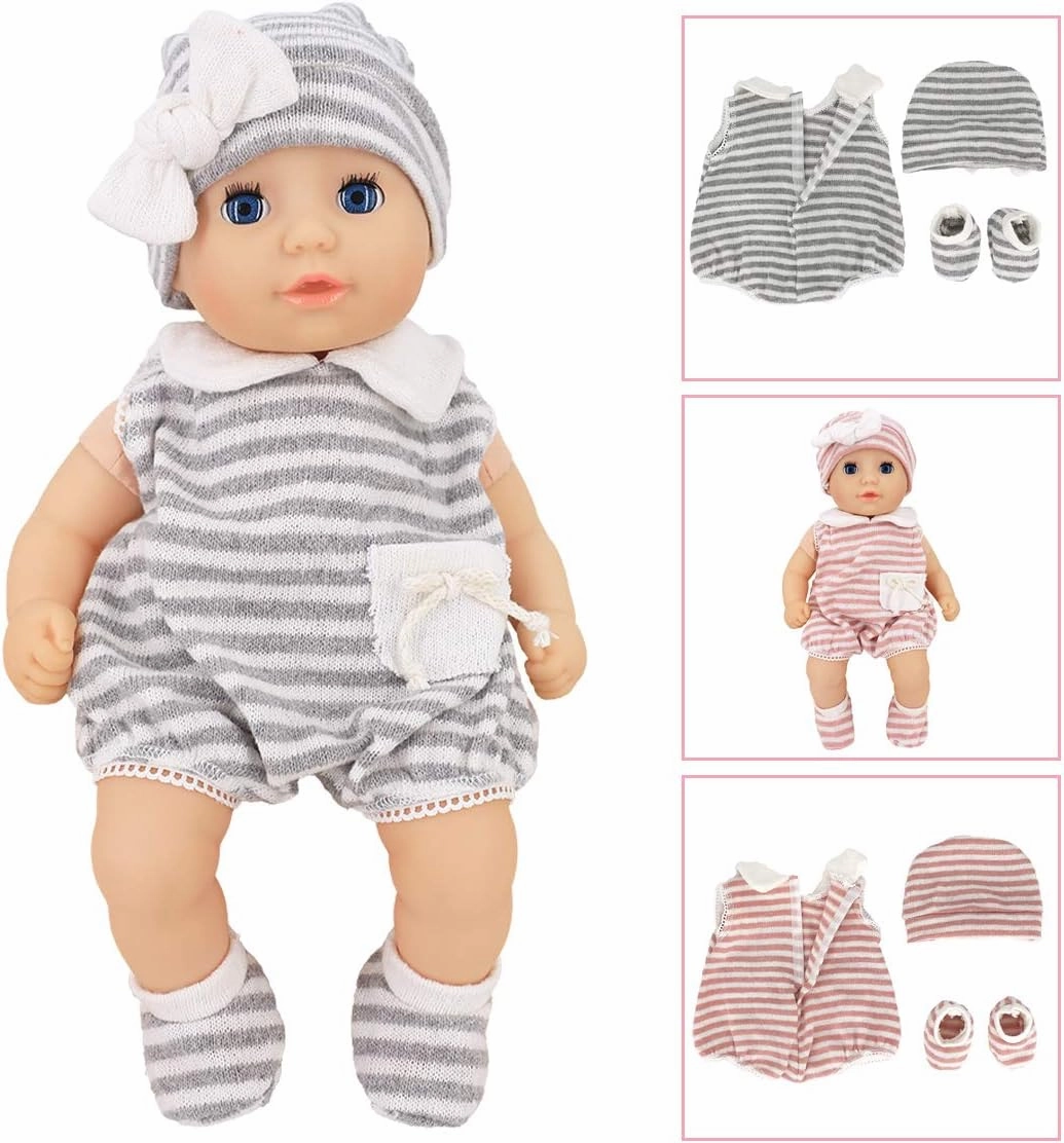 DC-BEAUTIFUL 6 Set Clothes Gift for Infant, Girl Baby, 14 Inch -18 Inch Includes Doll Outfits Dress Hat Socks, Total 14 Pcs Onesies Clothes Pajamas Costumes