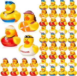 DEEKIN 24 Pcs Lifeguard Rubber Ducks 2 Inch Bath Ducks for Cruise Ships, Hide Baby Shower Birthday Party Favors, Beach Pool Gift