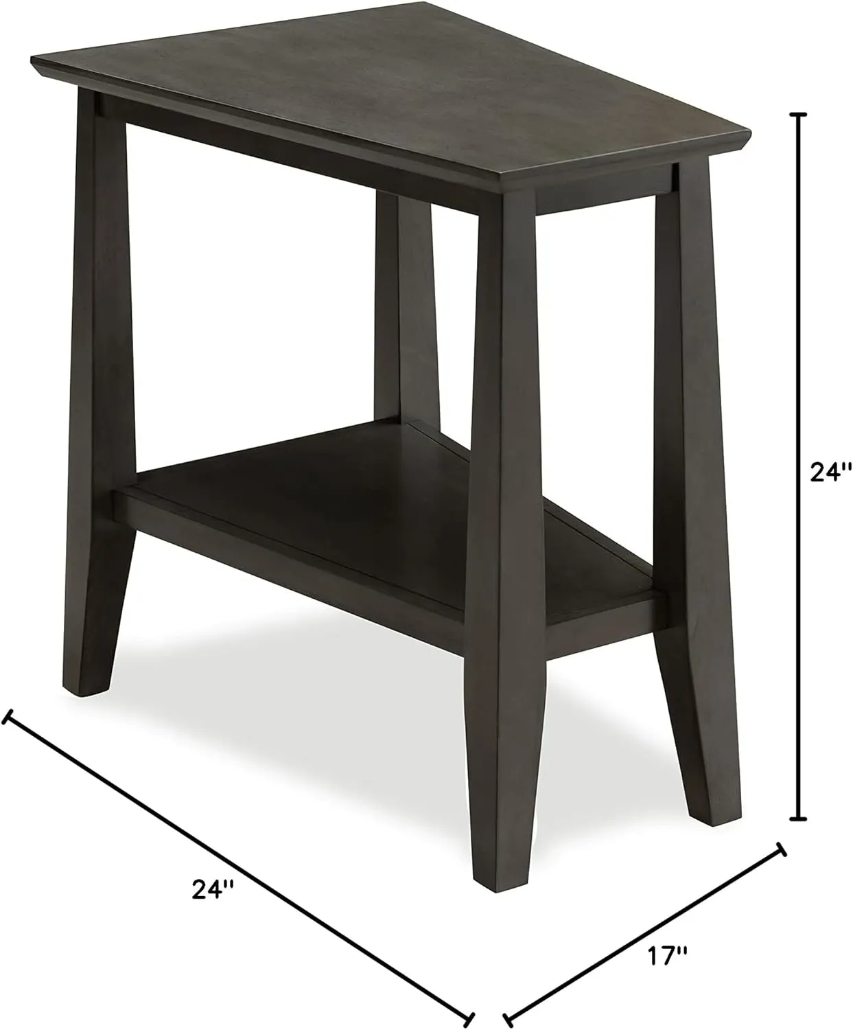 Delton 24 in. Solid Wood Recliner Wedge Side End Table with Shelf, Smoke Gray – Leick Home, 10402-GR