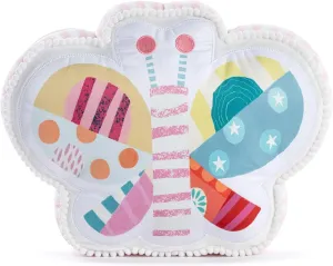DEMDACO Katy Ellis Collection 13 x 11 Inch Soft Polyester Stuffed Animal Plush, Colorful Pink and White, Patchwork Butterfly