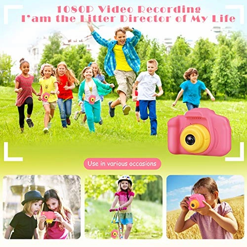 Desuccus Kids Camera Toys for Girls with 5 Games & 32GB SD Card - Pink