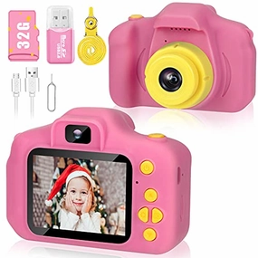 Desuccus Kids Camera Toys for Girls with 5 Games & 32GB SD Card - Pink