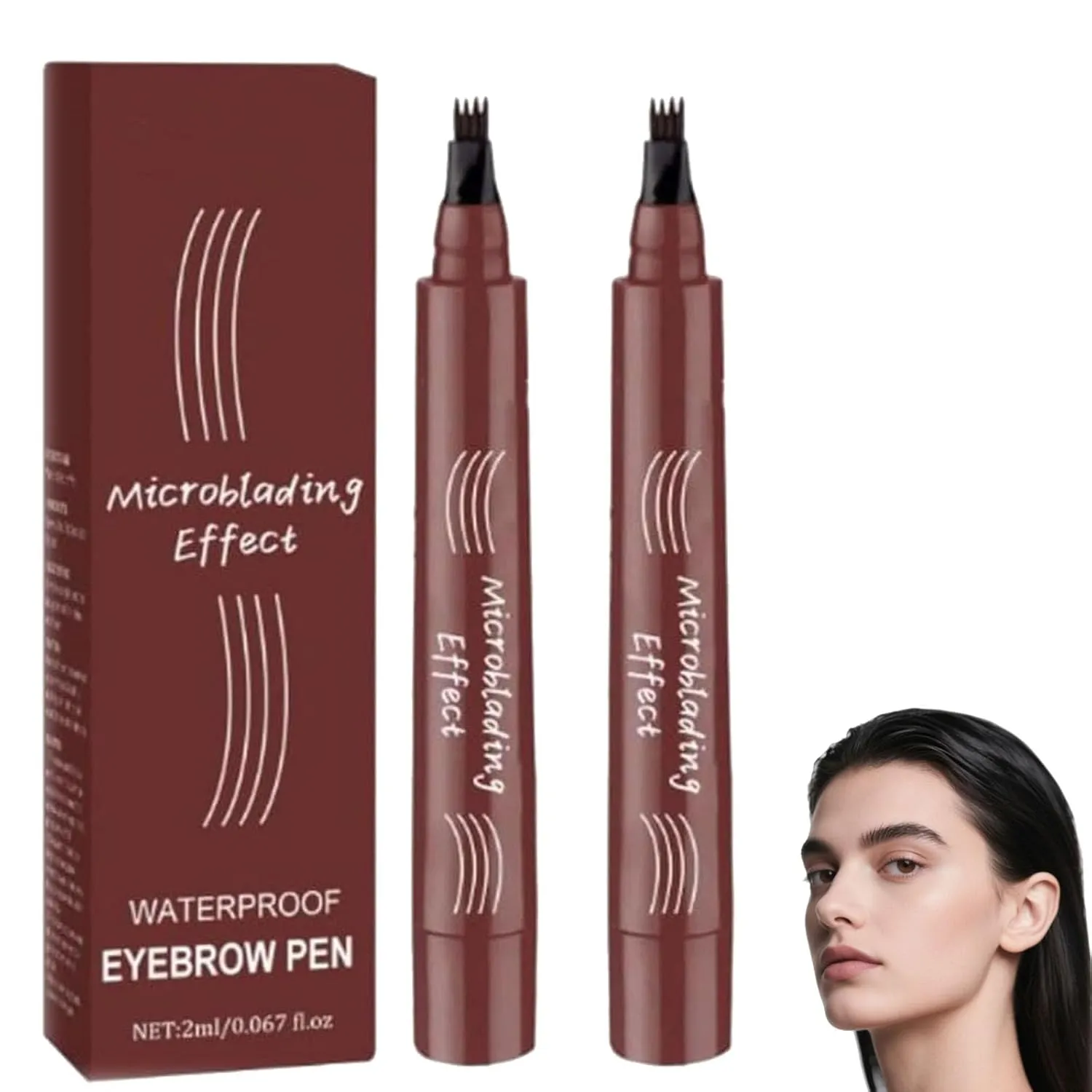 Diamondneck Waterproof Eyebrow Pen, 2025 Upgraded Natural Brows Eyebrow Pen, 3D Waterproof Microblading EyebrowPen, 4 Tipped Precise BrowPen, Long Lasting Eyebrow Pencils For Women (Red Brown)