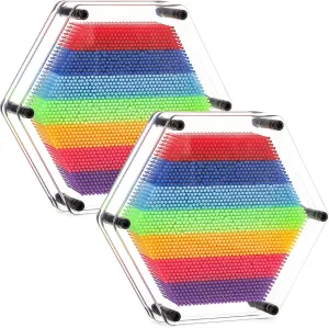 Dicunoy 2 Pack 3D Plastic Pin Art Board, Large Size 7" Pin Art Sensory Toy, Classic Pin Impression Sculpture Needle Toys for Children Creativity, Gift, Decoration for Adults, Customers, Home