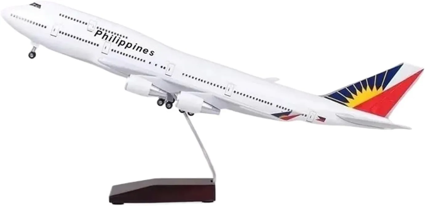 Diecast Plane Model 47CM for B747 Philippines Diecast Resin Aircraft Model with Light and Wheel Collectible (with Light)