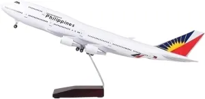 Diecast Plane Model 47CM for B747 Philippines Diecast Resin Aircraft Model with Light and Wheel Collectible (with Light)