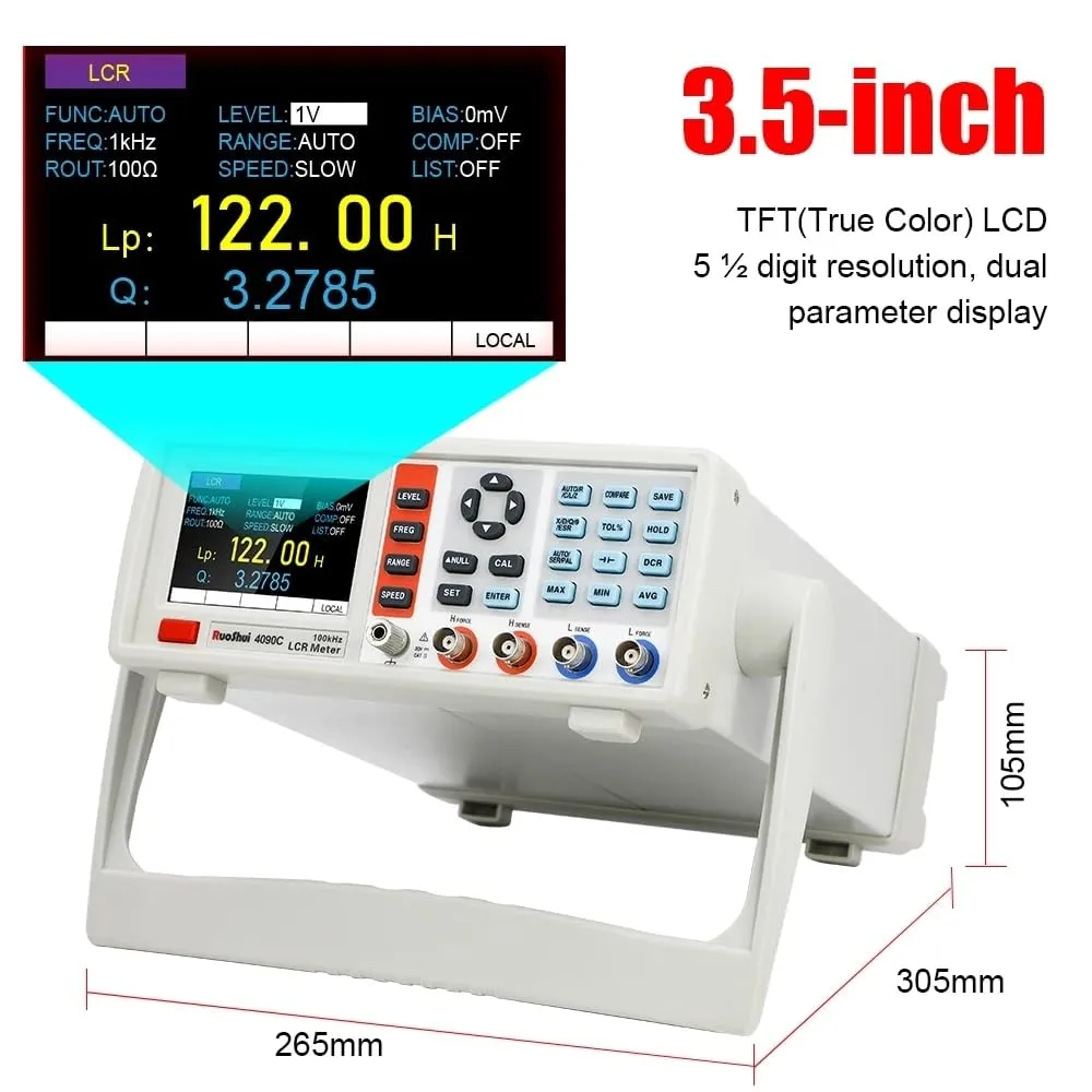 Digital LCR Meter – Precision Benchtop Capacitance and Inductance Tester (10Hz-100kHz) with Data Saving, U-Disk Copy, Ideal for Electronic Component Testing (4090A)