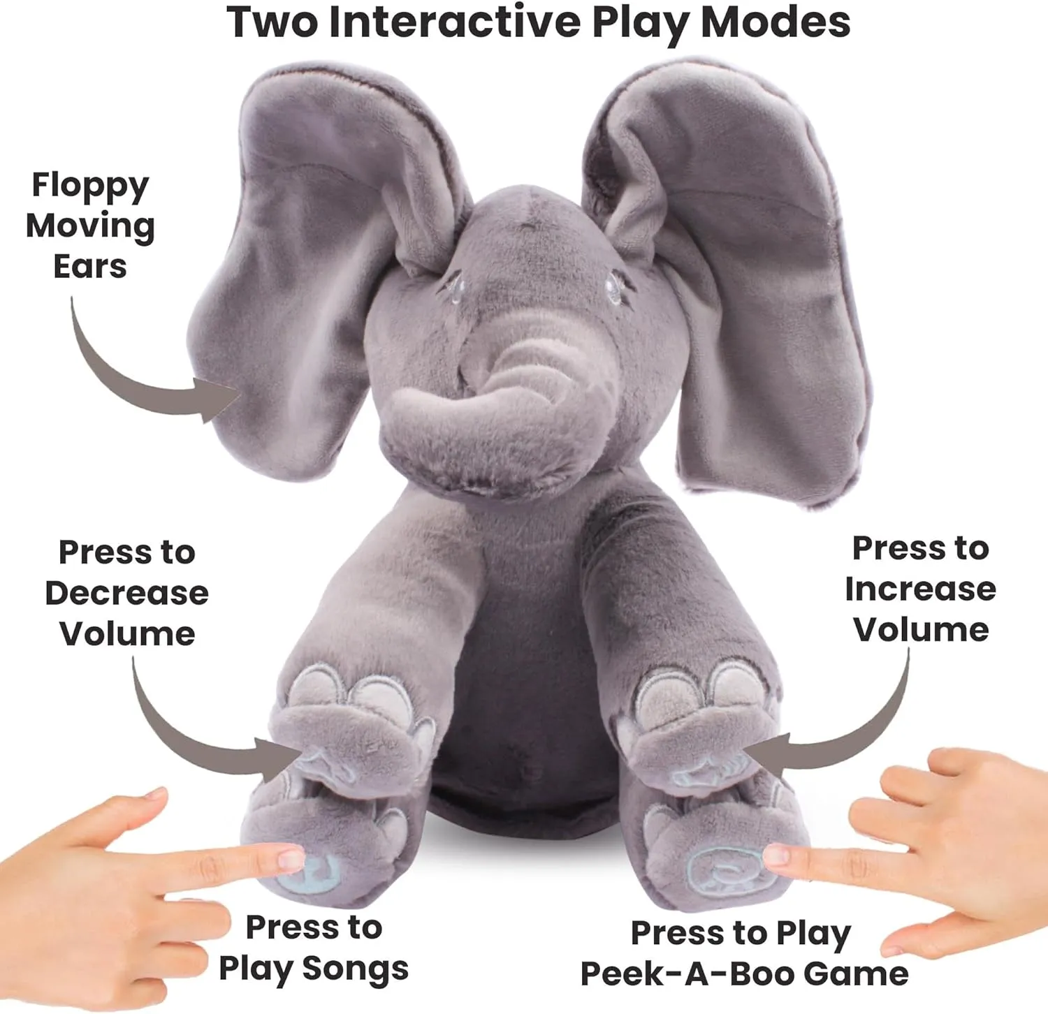 Dimple Emery Elephant Stuffed Animal Toy – 2025 Limited Edition – Animated Plush Grey Singing Elephant, Interactive Peek-a-Boo for Babies and Kids, Perfect for Toddlers, Ages 0 and up