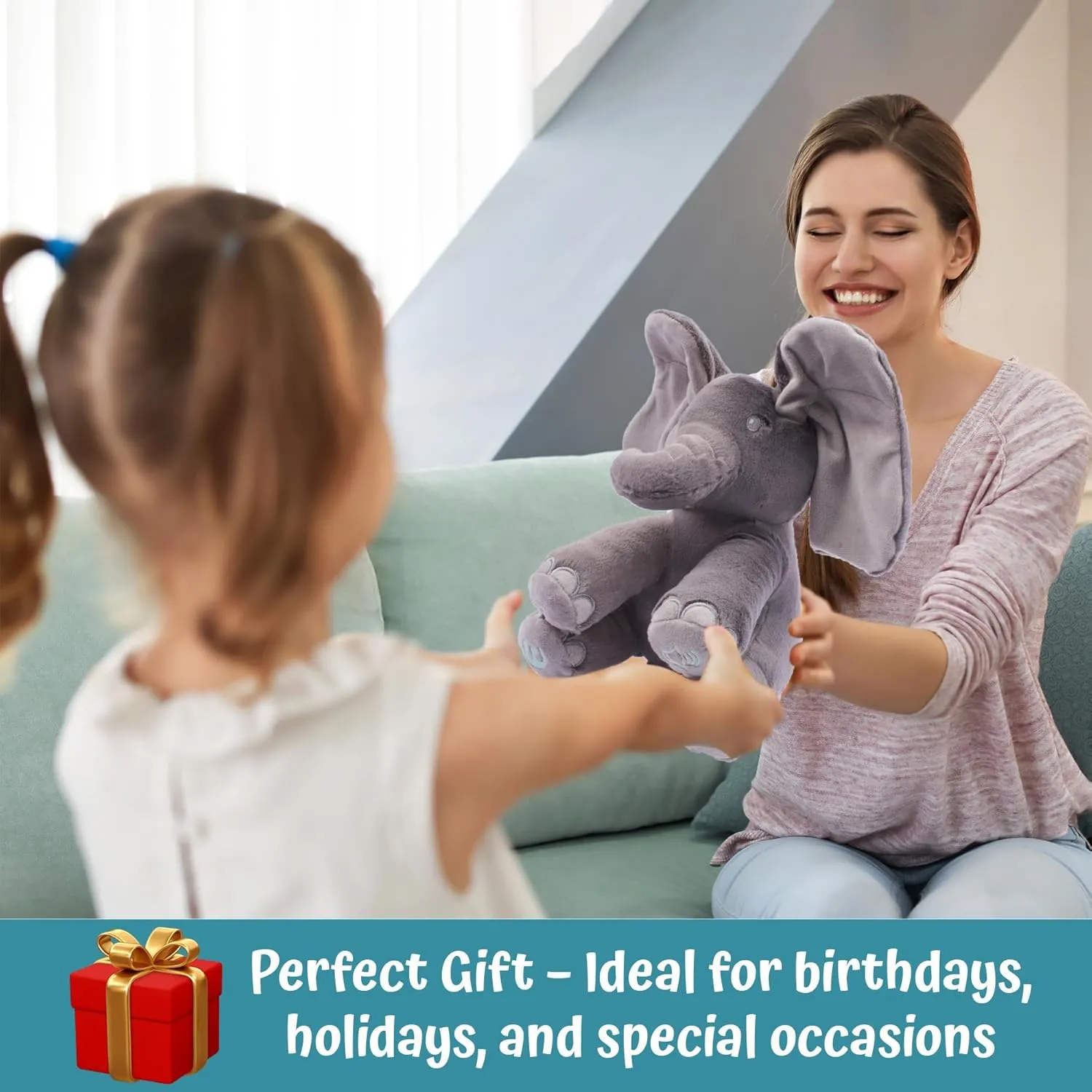 Dimple Emery Elephant Stuffed Animal Toy – 2025 Limited Edition – Animated Plush Grey Singing Elephant, Interactive Peek-a-Boo for Babies and Kids, Perfect for Toddlers, Ages 0 and up