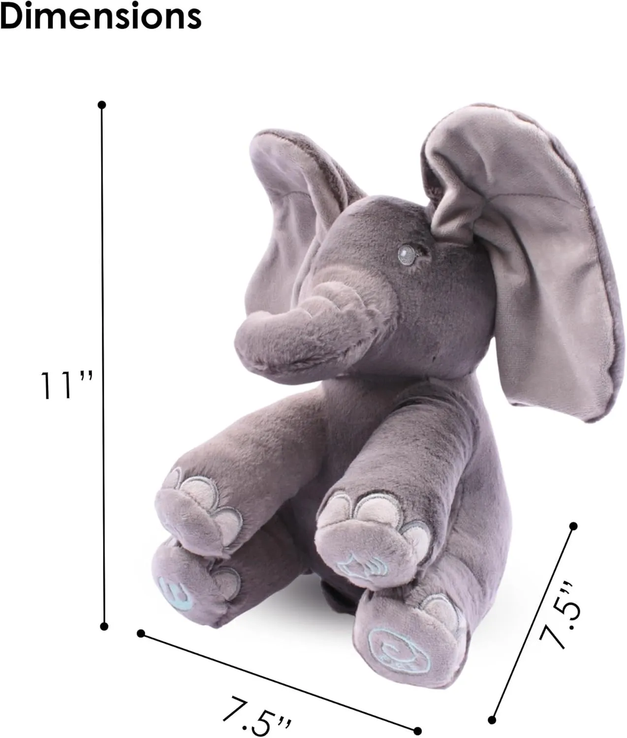 Dimple Emery Elephant Stuffed Animal Toy – 2025 Limited Edition – Animated Plush Grey Singing Elephant, Interactive Peek-a-Boo for Babies and Kids, Perfect for Toddlers, Ages 0 and up