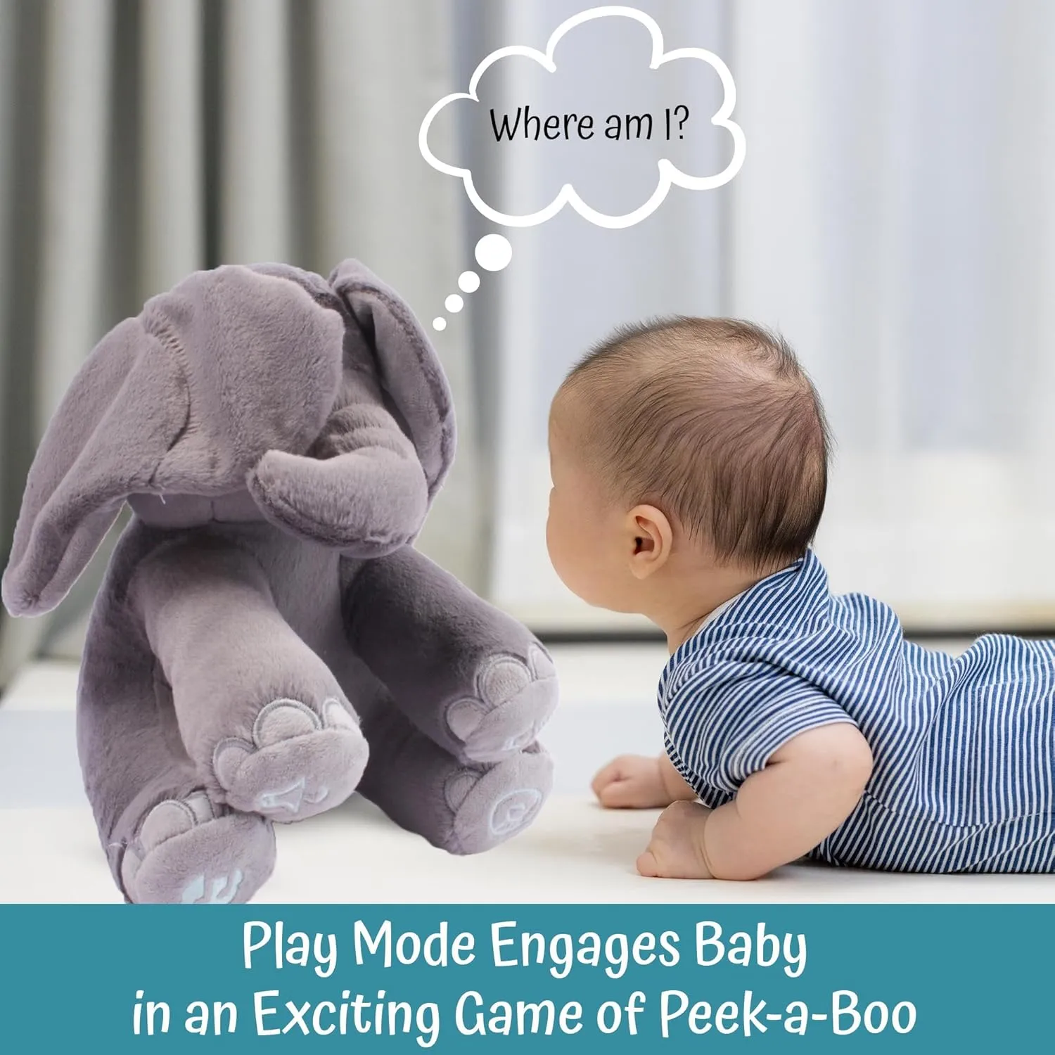 Dimple Emery Elephant Stuffed Animal Toy – 2025 Limited Edition – Animated Plush Grey Singing Elephant, Interactive Peek-a-Boo for Babies and Kids, Perfect for Toddlers, Ages 0 and up