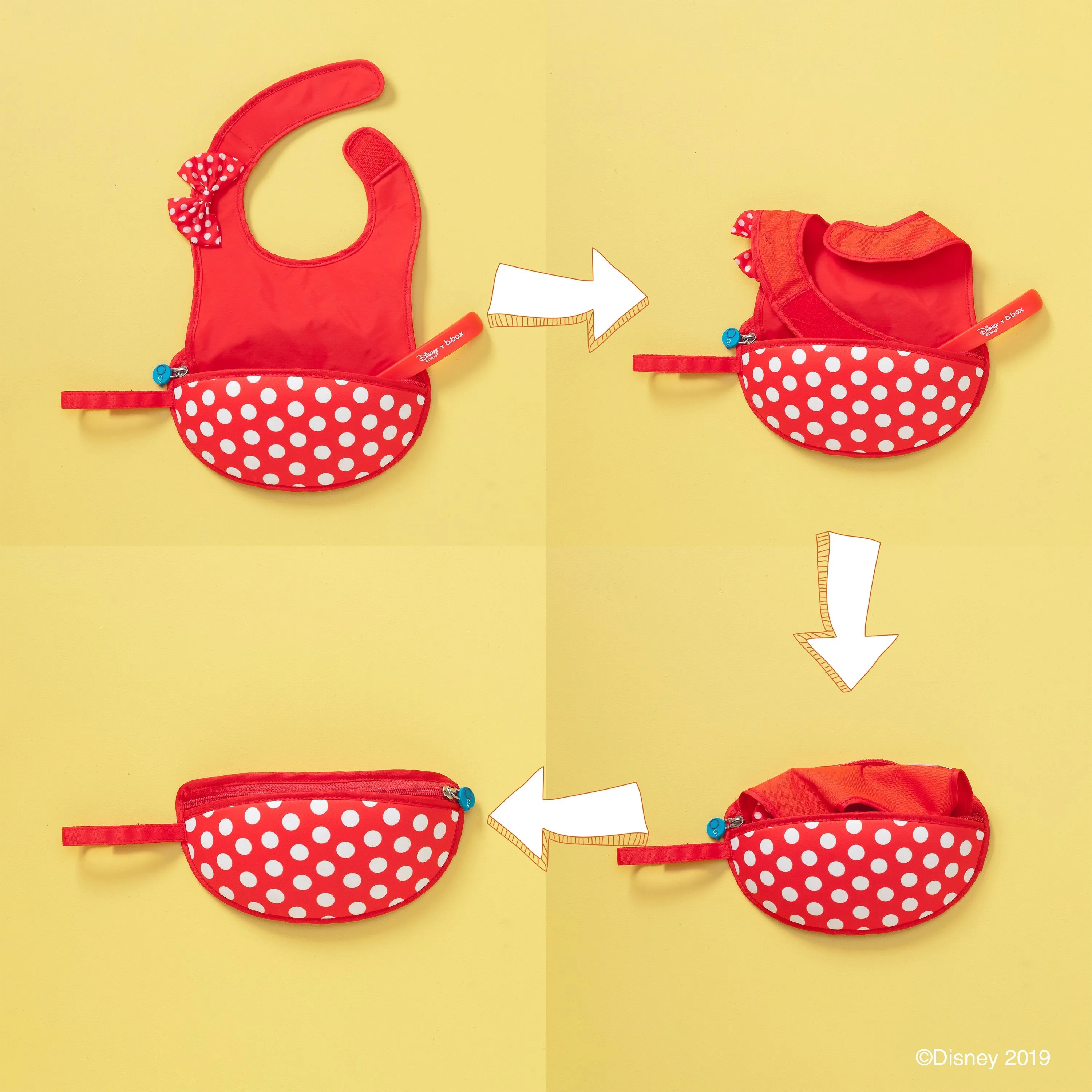 Disney - Minnie Mouse travel bib   flexible spoon