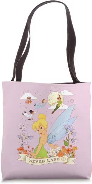 Disney Peter Pan Tinker Bell Never Land Flowers and Flight Tote Bag