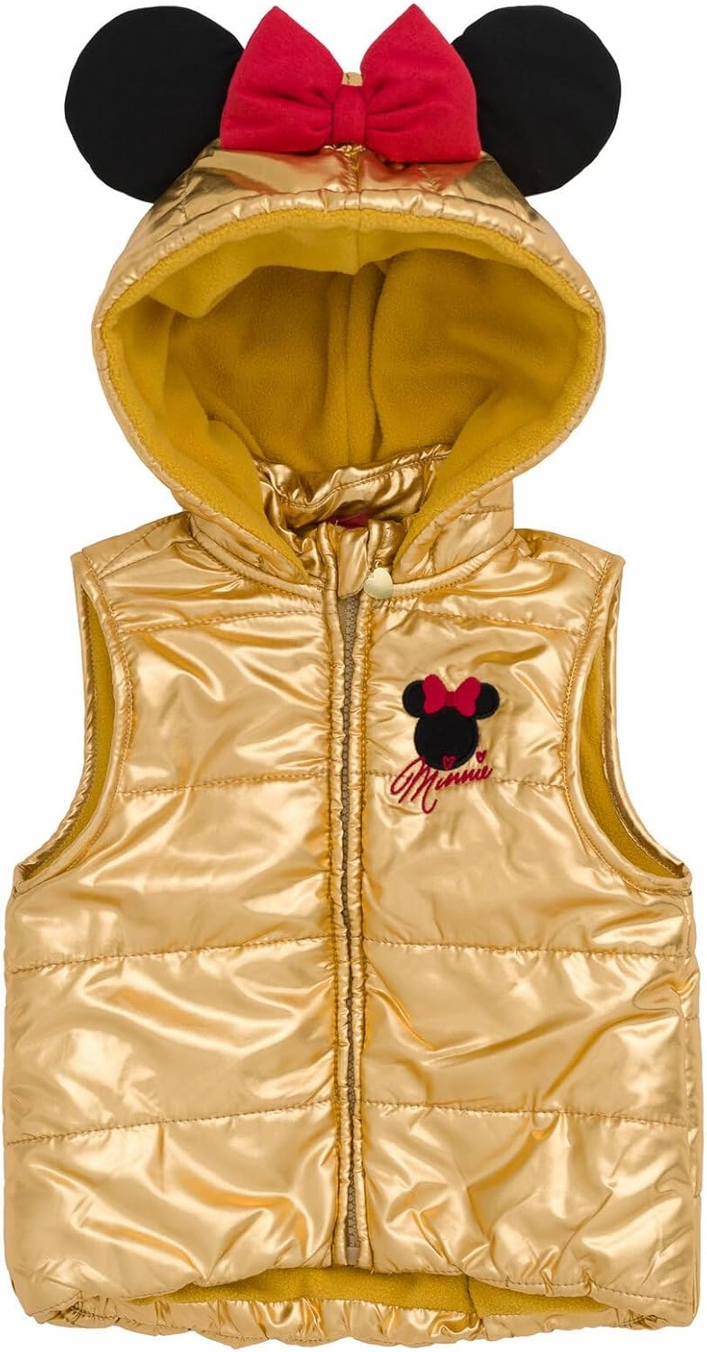 Disney Minnie Mouse Zip Up Vest Puffer T-Shirt and Leggings 3 Piece Outfit Set Infant to Big Kid