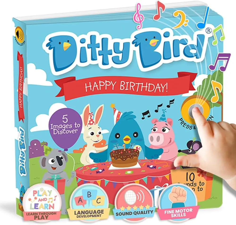 Ditty Bird Musical Books for Toddlers | Happy Birthday Song Board Books For Toddlers 1-3 | Interactive Toddler Book Gifts for Special Day & Celebrations