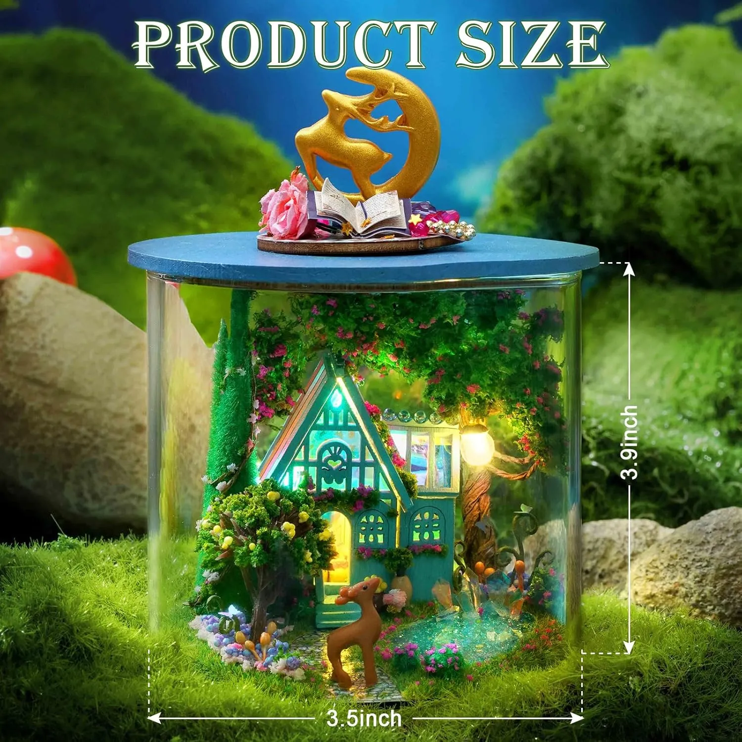DIY Miniature House Kit, Dollhouse Kit with Furnitures, 1:24 Mini House Making Kit for for Adult to Building, Halloween/Home Decorations/Gifts for Family and Friends, Fairy Garden