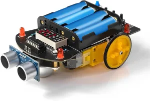 DIY Smart Car Soldering Practice Kit, Small Car Robot DIY Soldering Kits, Ultrasonic Distance Measuring Smart Cart, Solder Project Kit for Learning and Teaching Soldering and Electronic