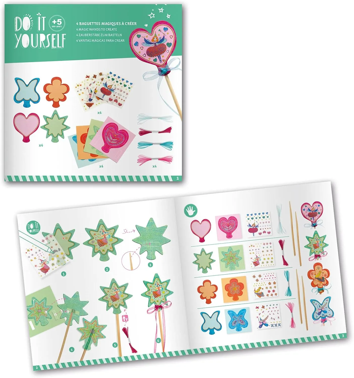 DJECO DIY Little Fairies Magic Wand Craft Kit - Create Your Own Fairy Wand - Arts & Crafts for Little Ones - Fun & Creative for Family & Friends - Creative Kit for Children 5  Years