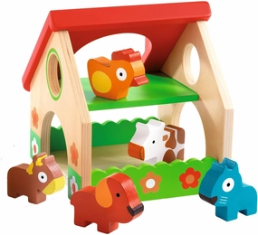 DJECO Early Learning Mini Farm - Cute Animal Toys for Toddlers - Fun & Creative Activity for Family & Friends - Adorable Wooden Farm Set for Children 18  Months Girls & Boys