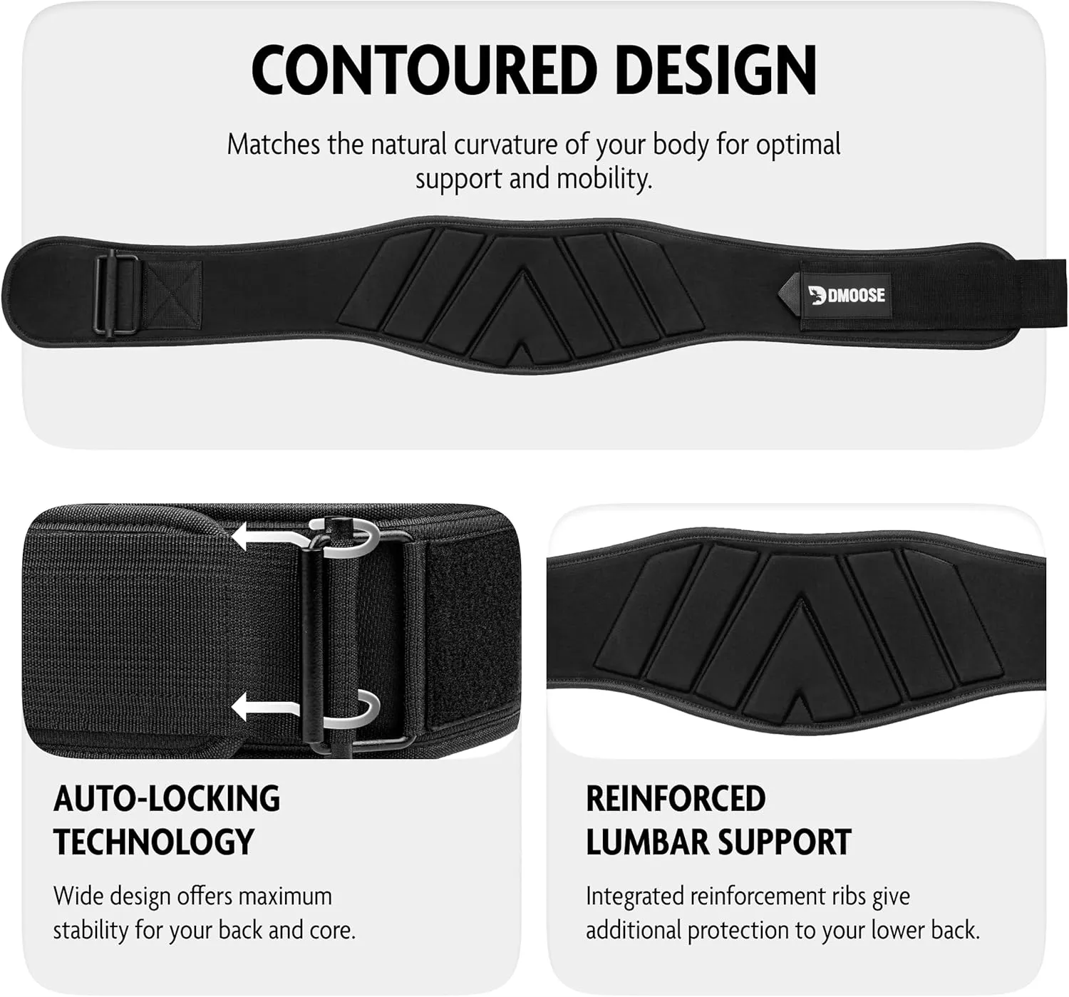 DMoose Fitness Neoprene Weight Lifting Belt - Adjustable 6" Gym Support for Stability & Lumbar Support - Sweat Resistant Weightlifting Belt for Men & Women for Squats, Deadlifts & Bench Presses