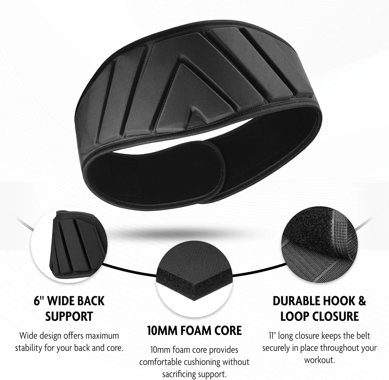 DMoose Fitness Neoprene Weight Lifting Belt - Adjustable 6" Gym Support for Stability & Lumbar Support - Sweat Resistant Weightlifting Belt for Men & Women for Squats, Deadlifts & Bench Presses