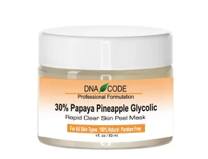 DNA Code®-30% Papaya Pineapple Enzyme Face Mask Peel w/Argireline, Hyluronic Acid, Glycolic Acid, Vit. C, E, CoQ10