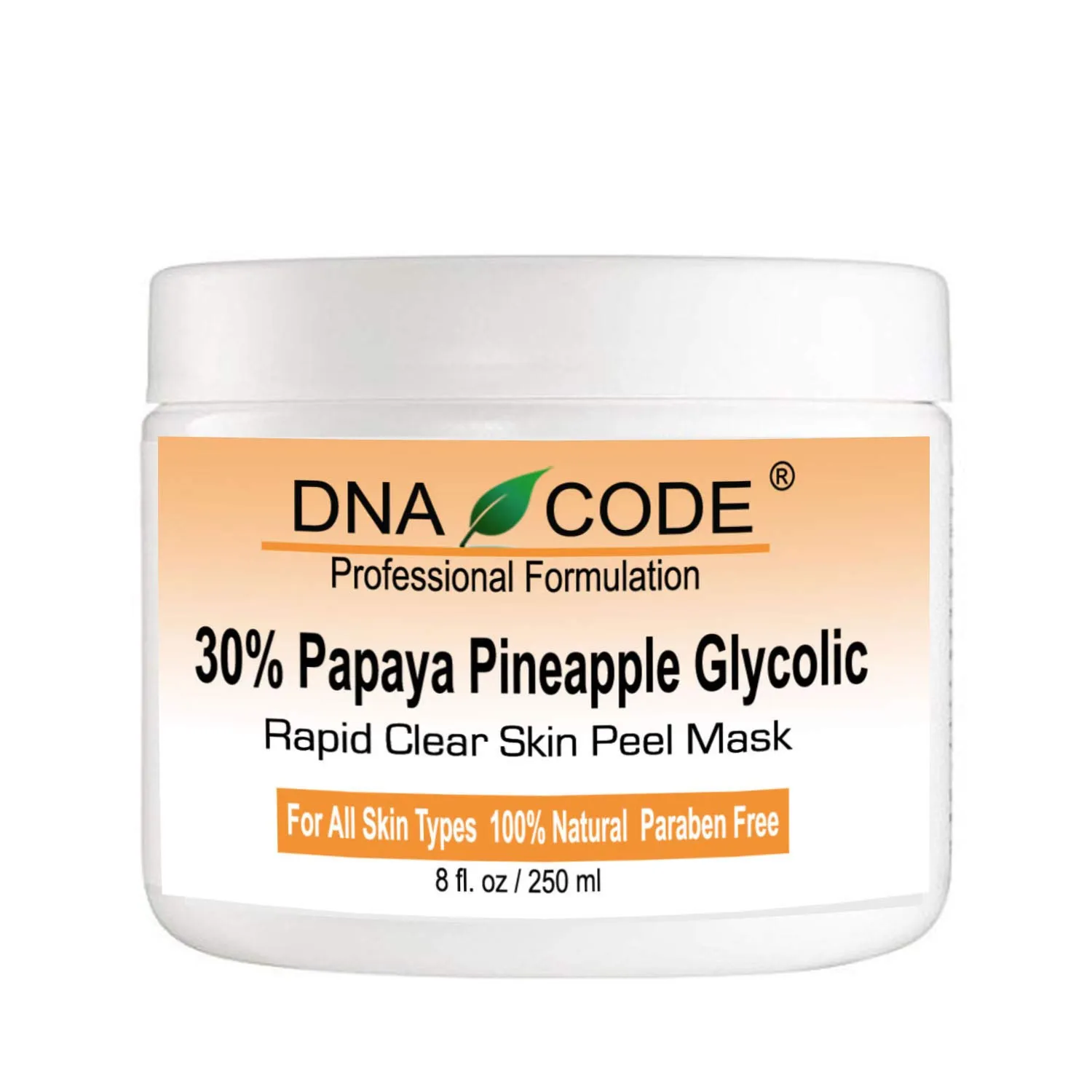 DNA Code®-30% Papaya Pineapple Enzyme Face Mask Peel w/Argireline, Hyluronic Acid, Glycolic Acid, Vit. C, E, CoQ10