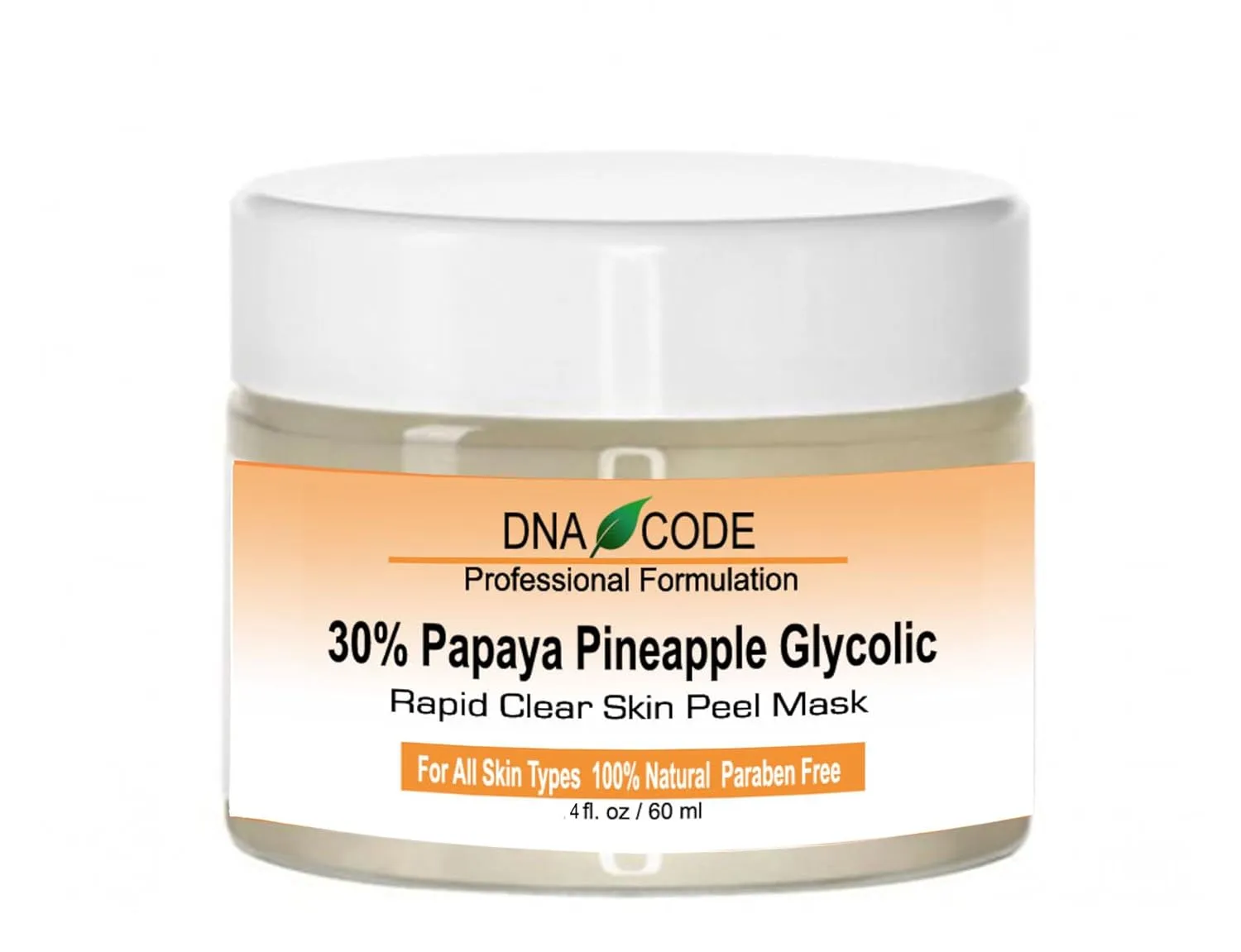 DNA Code®-30% Papaya Pineapple Enzyme Face Mask Peel w/Argireline, Hyluronic Acid, Glycolic Acid, Vit. C, E, CoQ10