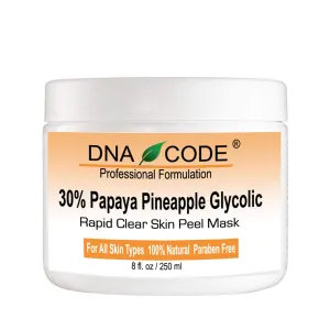 DNA Code®-30% Papaya Pineapple Enzyme Face Mask Peel w/Argireline, Hyluronic Acid, Glycolic Acid, Vit. C, E, CoQ10