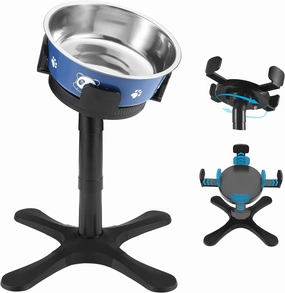 Dog Bowls,Elevated Adjustable Dog Bowl Stand with 3 Heights & Tilted Feeding Design, Raised Stand Compatible with Medium & Large Breeds (with Bowl)