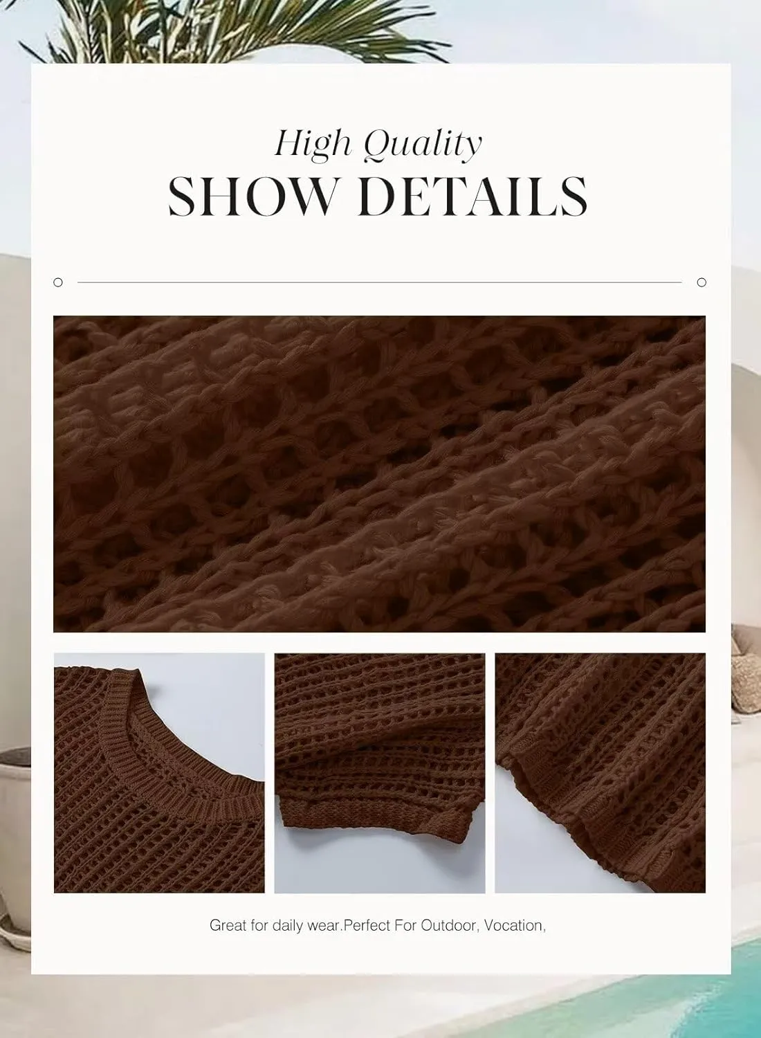 Dokotoo Womens Summer Scoop Neck Short Sleeve Sweater Casual Crochet Hollow Out Knit Tops Pullover Shirts Beach Coverup