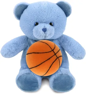 DolliBu Baby Blue Bear Stuffed Animal with Basketball Plush - Soft Huggable Blue Bear, Adorable Playtime Plush Toy, Cute Wildlife Gift, Personalized Plush Doll Animal Toy for Kids and Adults - 8 Inch
