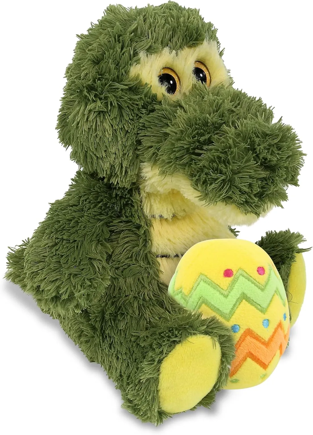 DolliBu Big Eye Sitting Alligator with Yellow Easter Egg Plush and Name Personalization - Cute Stuffed Animals for Easter Basket, Easter Egg Stuffed Animal Spring Toys for Girls, Boy, Baby - 6.5 Inch