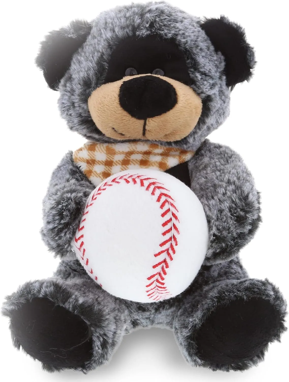 DolliBu Black Bear Stuffed Animal with Baseball Plush - Soft Huggable Black Bear, Adorable Playtime Bear Plush Toy, Cute Wild Life Sports Gift for Kids and Adults - 9 Inch