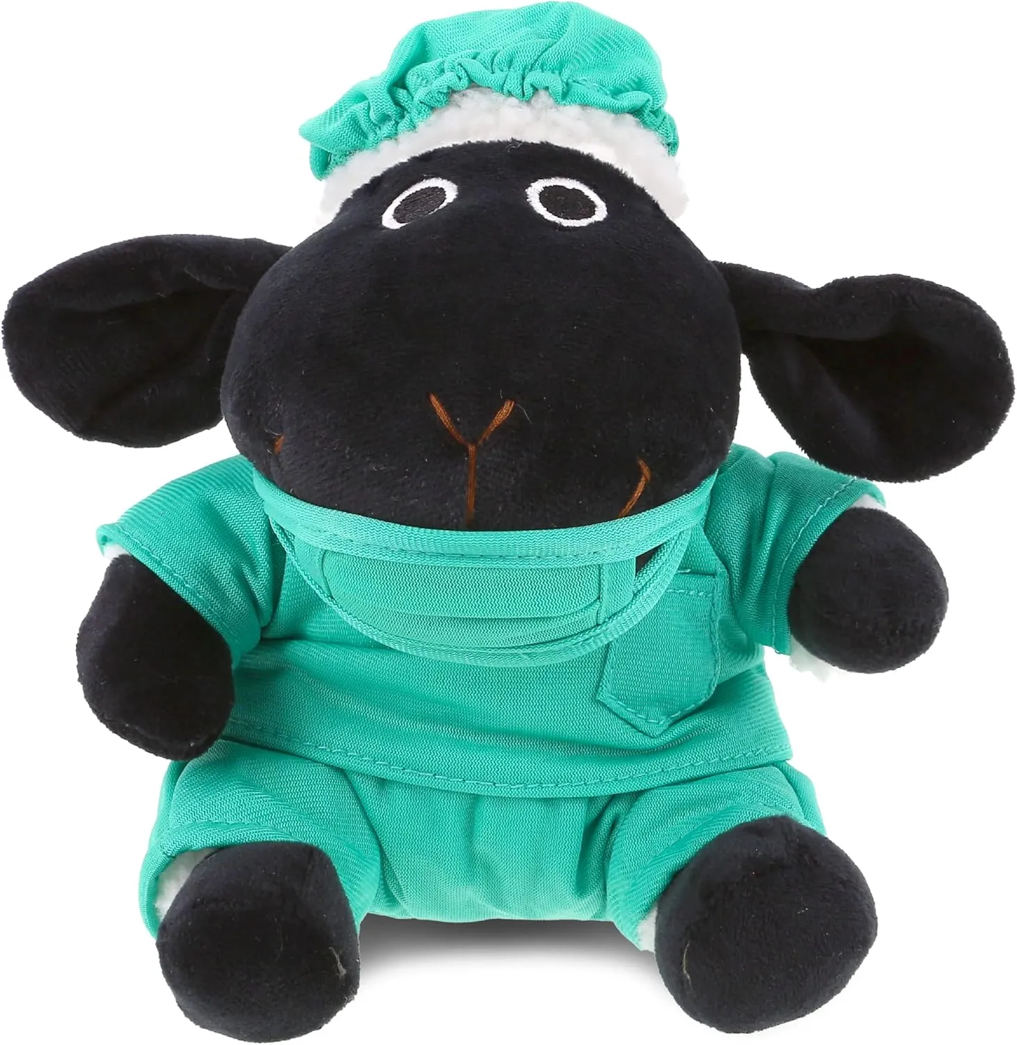 DolliBu Black Nose Sheep Doctor Plush Toy - Super Soft Sheep Doctor Stuffed Animal Dress Up with Cute Scrub Uniform and Cap Outfit - Gift with Personalization - 6 Inches