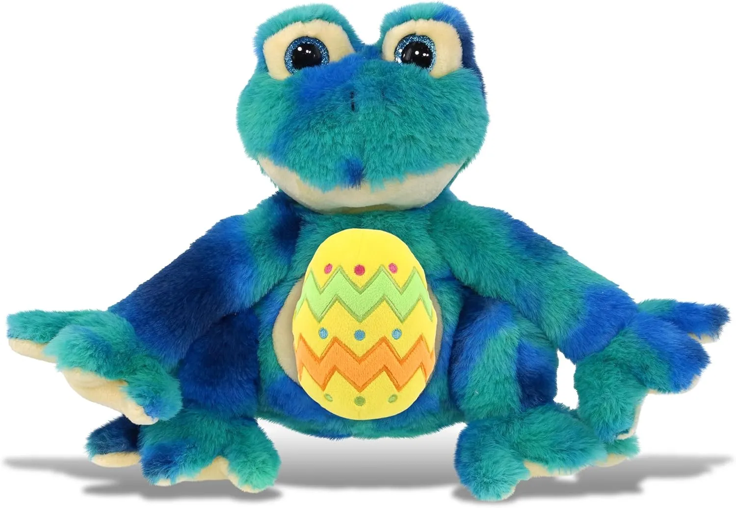 DolliBu Blue Tie-Dye Frog with Yellow Easter Egg Plush and Name Personalization - Cute Stuffed Animals for Easter Basket, Easter Egg Stuffed Animal Spring Toys for Girls, Boy, Baby - 12 Inches
