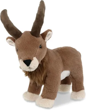 DolliBu Brown Mountain Goat Stuffed Animal - Huggable Goat Plush, Adorable Playtime Goat Plush Toy, Cute Wild Life Animal Cuddle Gifts, Super Soft Plush Doll Animal Toy for Kids and Adults - 12 Inches