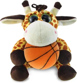 DolliBu Giraffe Stuffed Animal with Basketball Plush - Soft Huggable Giraffe, Adorable Playtime Plush Toy, Personalized Plush Doll Animal Toy for Kids and Adults - 6 Inch