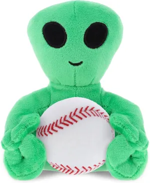 DolliBu Green Alien Stuffed Animal with Baseball Plush - Soft Huggable Alien, Adorable Playtime Alien Plush Toy, Cute Space Gift for Kids and Adults - 6 Inches