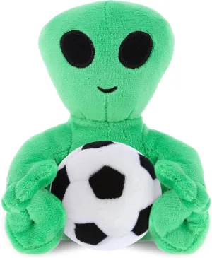 DolliBu Green Alien Stuffed Animal with Soccer Ball Plush - Soft Huggable Alien, Adorable Playtime Green Alien Plush Toy, Cute Space Life Sports Gift for Kids and Adults - 6 Inch