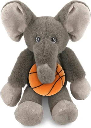 DolliBu Long Leg Elephant Stuffed Animal with Basketball Plush - Soft Huggable Adorable Playtime Plush Toy, Cute Safari Life Gift, Personalized Plush Doll Animal Toy for Kids and Adults - 10.5 Inch