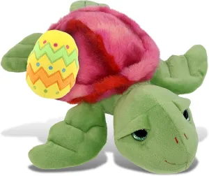 DolliBu Pink Tie-Dye Green Sea Turtle with Yellow Easter Egg Plush and Name Personalization - Cute Stuffed Animals for Easter Basket, Easter Egg Stuffed Animal Spring Toys for Girls, Boy - 10 Inches
