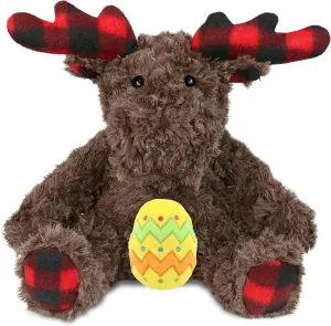 DolliBu Plaid Curly Moose with Yellow Easter Egg Plush and Name Personalization - Stuffed Animals for Easter Basket, Easter Egg Stuffed Animal Spring Toys for Girls, Boy, Baby - 10 Inches