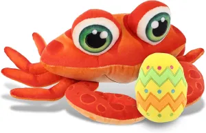 DolliBu Plush Buddies Red Crab with Yellow Easter Egg Plush and Name Personalization - Stuffed Animals for Easter Basket, Easter Egg Stuffed Animal Spring Toys for Girls, Boy, Baby - 10 Inches